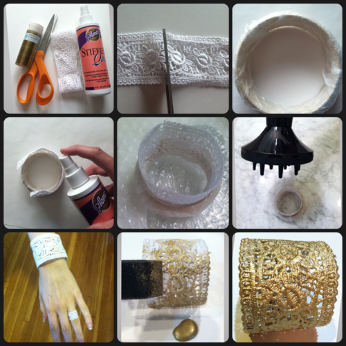 DIY gold lace cuff