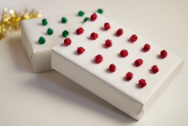 anthroplogie pom pom gift wrap