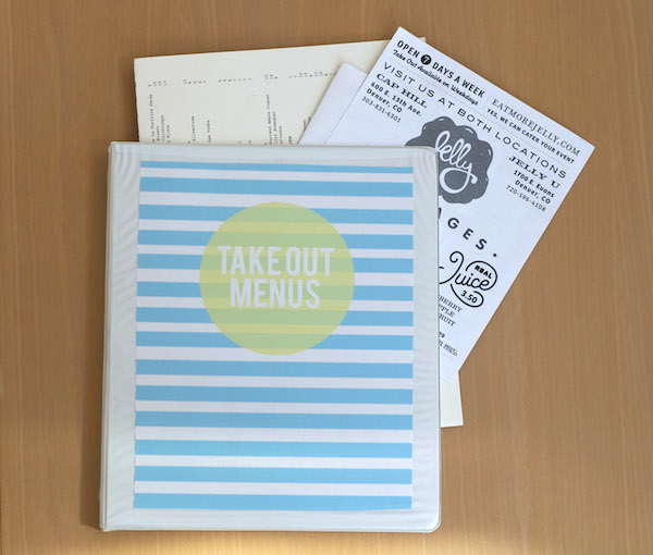 free downloadable binder insert | takeout menus