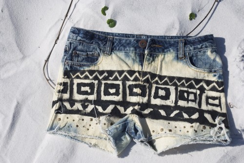 bleached denim shorts