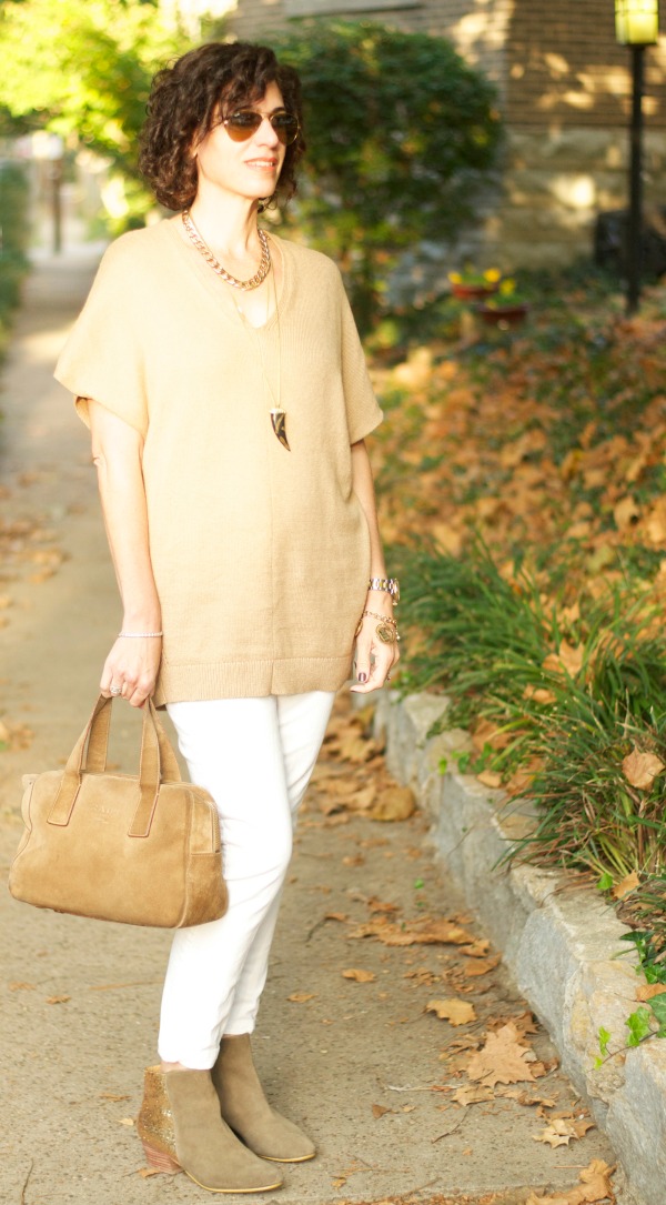 tan sweater