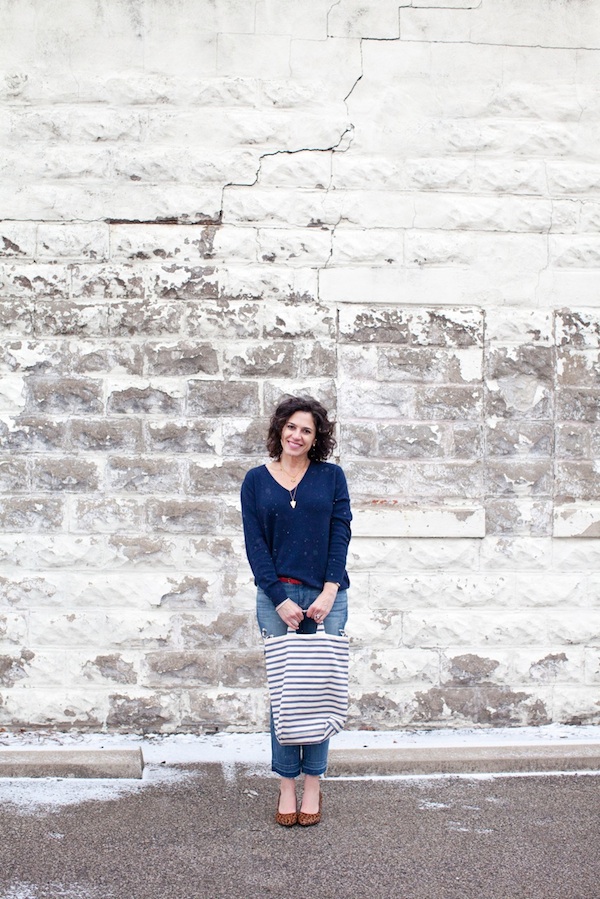 Blue v-neck sweater by Everlane